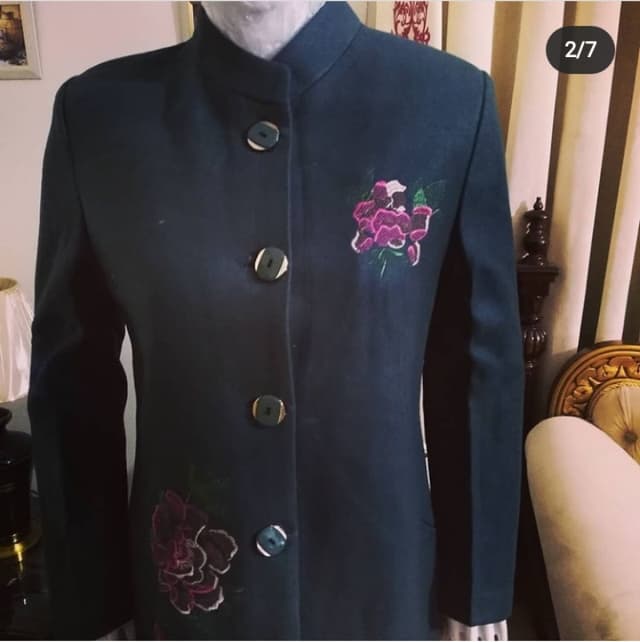 Embroidered wool coat