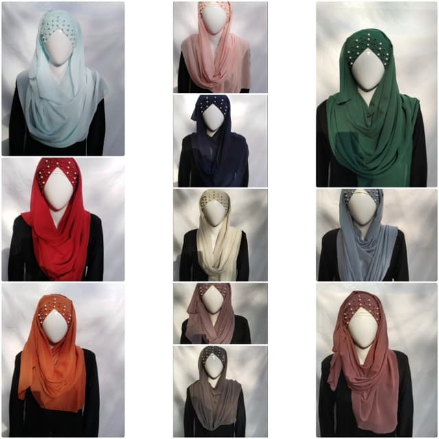 Pearl pinless hijab